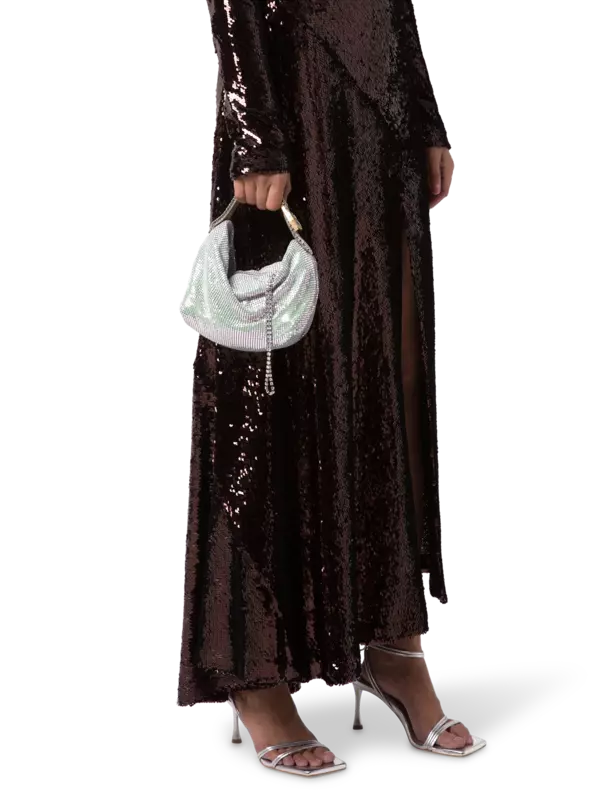 حقيبة جيل من القماش الشبكي بلون معدني