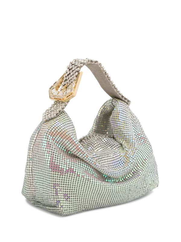 حقيبة جيل من القماش الشبكي بلون معدني