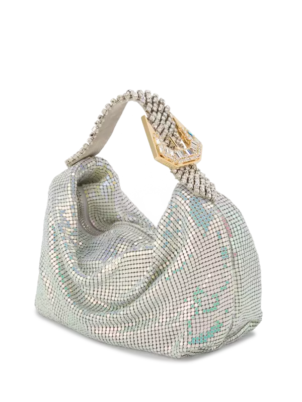 حقيبة جيل من القماش الشبكي بلون معدني