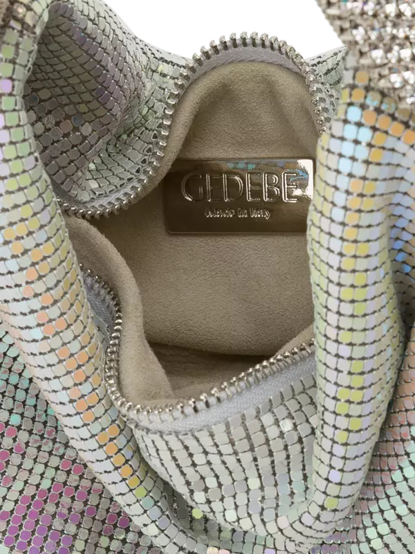 حقيبة جيل من القماش الشبكي بلون معدني