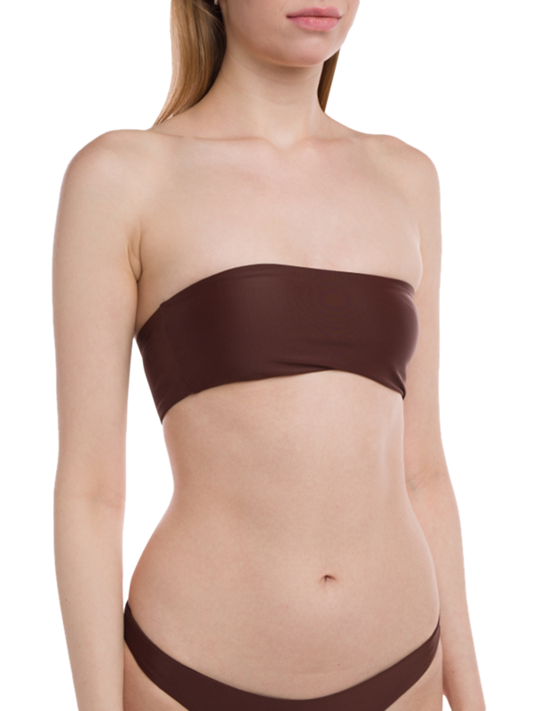 Metallic Brown Strapless Bikini Top
