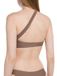 Nude Brown Cross One-Shoulder Bikini Top