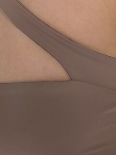 Nude Brown Cross One-Shoulder Bikini Top