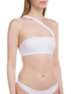 White Cross One-Shoulder Bikini Top
