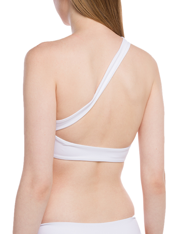 White Cross One-Shoulder Bikini Top