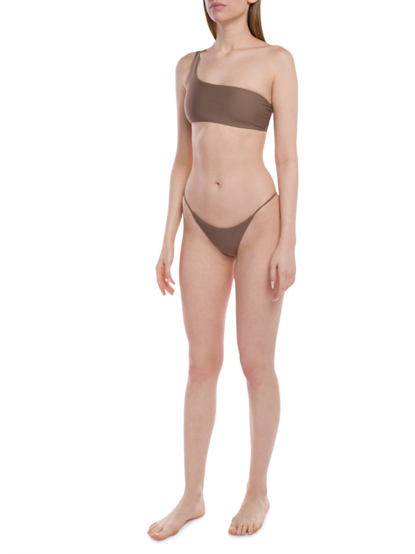 Nude Brown String-Waist Bikini Bottom