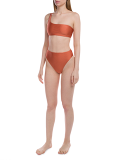 Copper Red High-Waisted Triangle Bikini Bottom