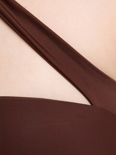 Brown Cross One-Shoulder One-Piece Swimsuit