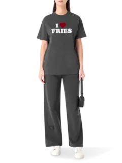 بنطال رياضي خفيف مزين بعبارة "I Love Fries"