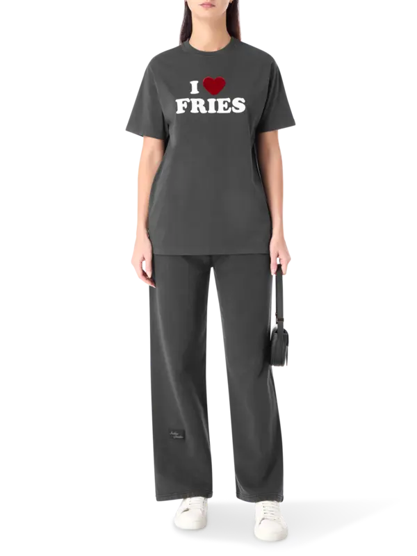 بنطال رياضي خفيف مزين بعبارة "I Love Fries"