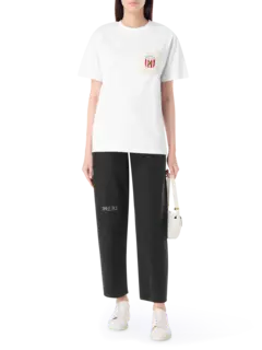 بنطال جينز باهت مزين بعبارة "Smile Pls"