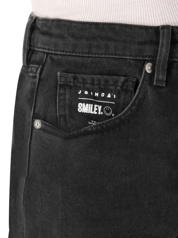 بنطال جينز باهت مزين بعبارة "Smile Pls"