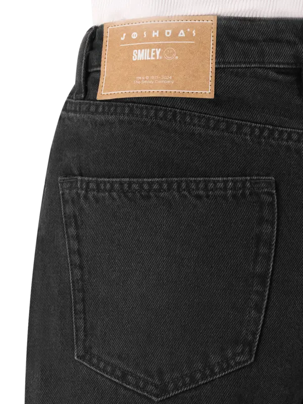 بنطال جينز باهت مزين بعبارة "Smile Pls"