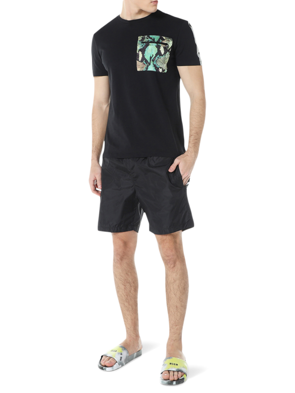 Black Printed Swimming Trunks