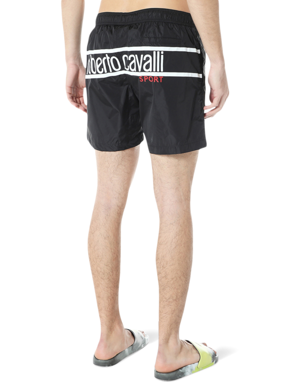 Black Printed Swimming Trunks