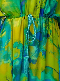 Chiffon Maxi Dress with Floral Pattern and High Neckline
