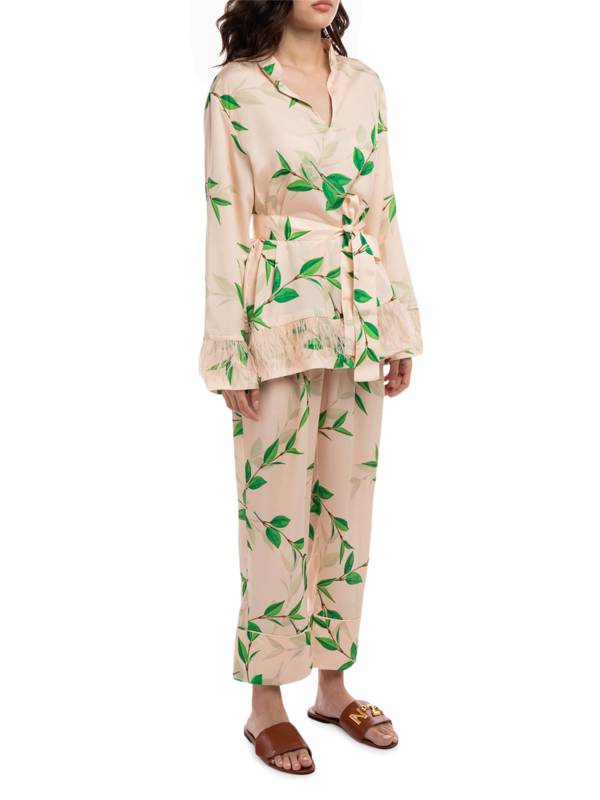 Peach Set with Foliage