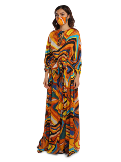 Tribe Kaftan Dress with Batwing Sleeves