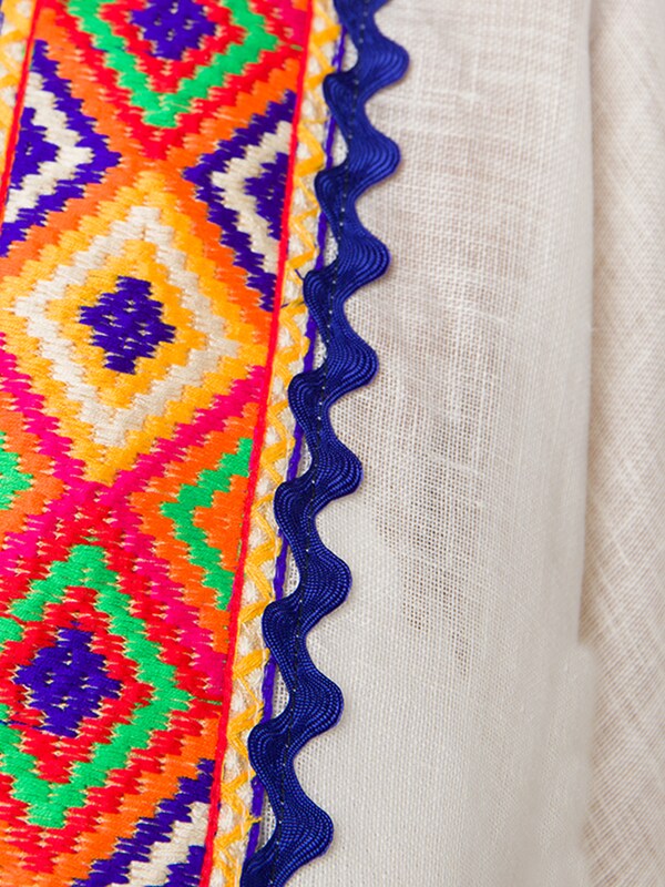 Mixed Kaftan with Colorful Embroidered Detailing