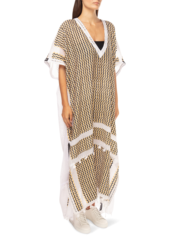 Poncho-Style Kaftan with Trimmed Edges