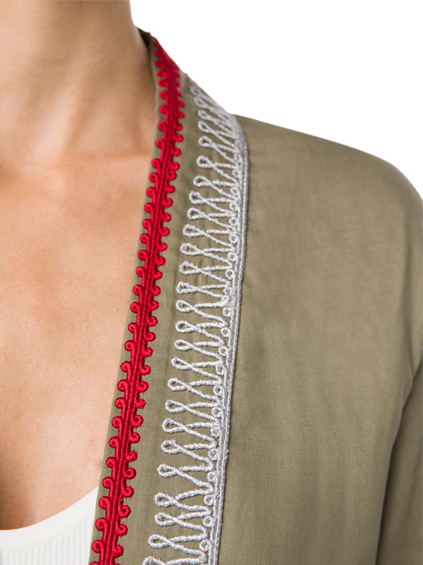Embroidered Kaftan with Trimmed Edges and Matching Belt