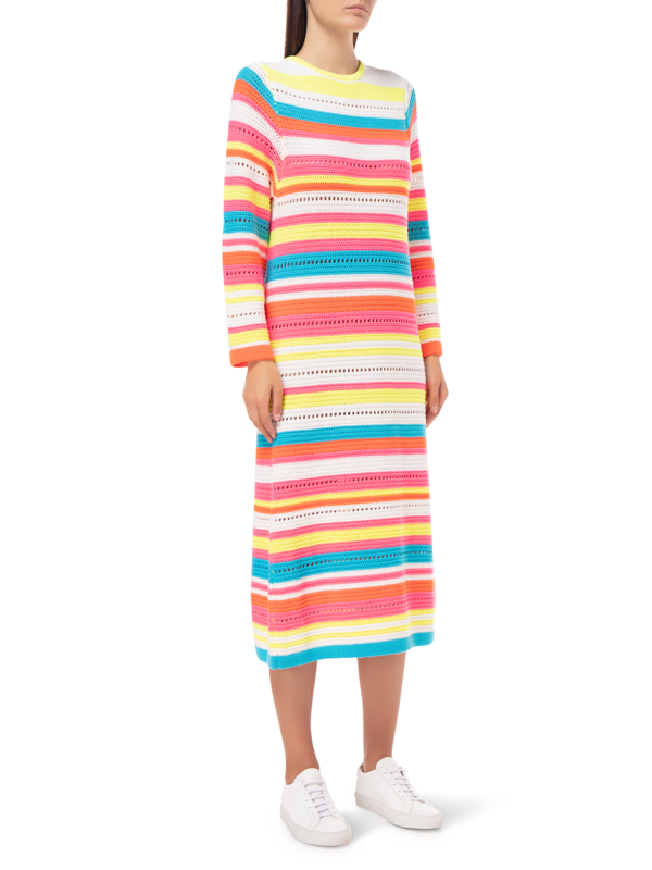 STRIPED KNITTED MIDI DRESS