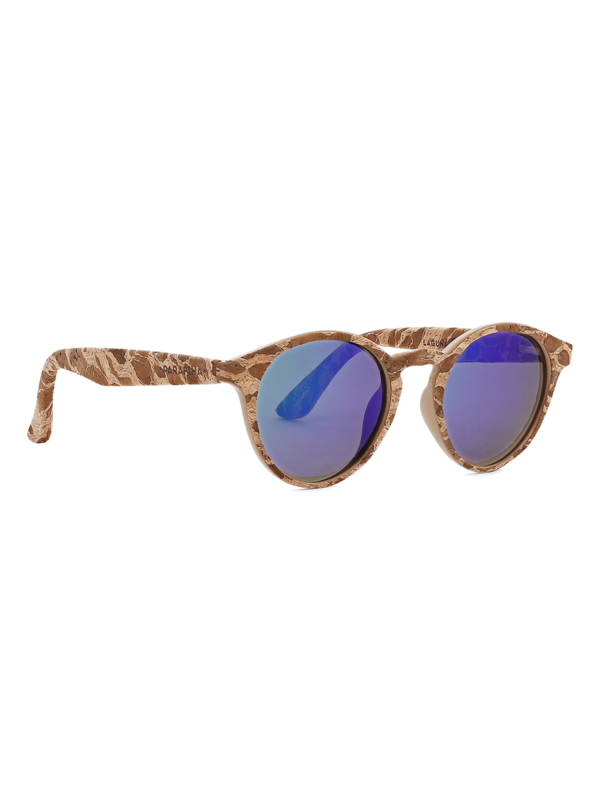 Marble-Effect Inka Cork Sunglasses with Blue Tinted Lenses