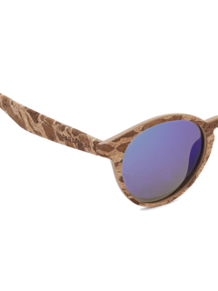 Marble-Effect Inka Cork Sunglasses with Blue Tinted Lenses