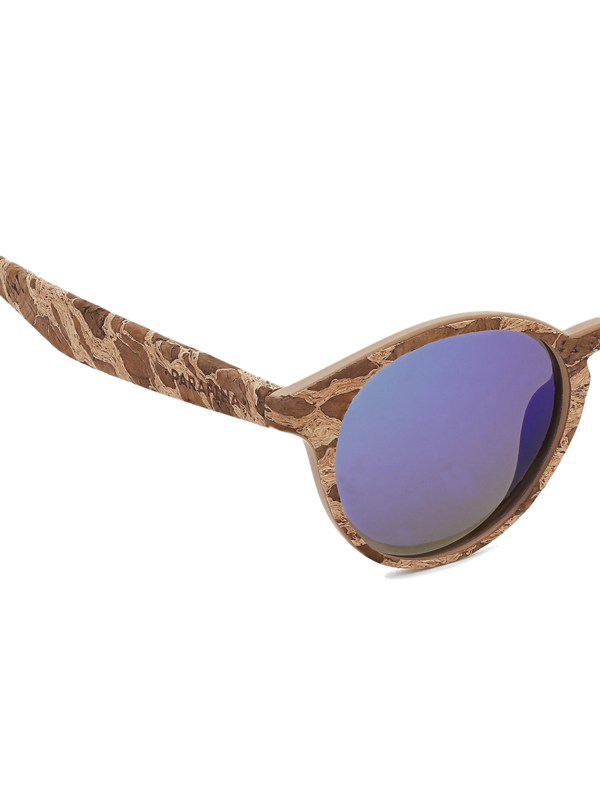 Marble-Effect Inka Cork Sunglasses with Blue Tinted Lenses