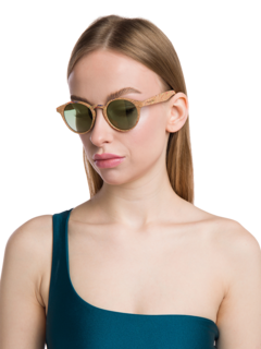Camel-Colored Base Frames with Calm Green Lenses Sunglasses