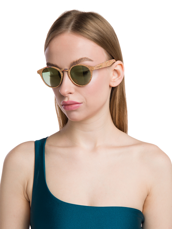 Camel-Colored Base Frames with Calm Green Lenses Sunglasses
