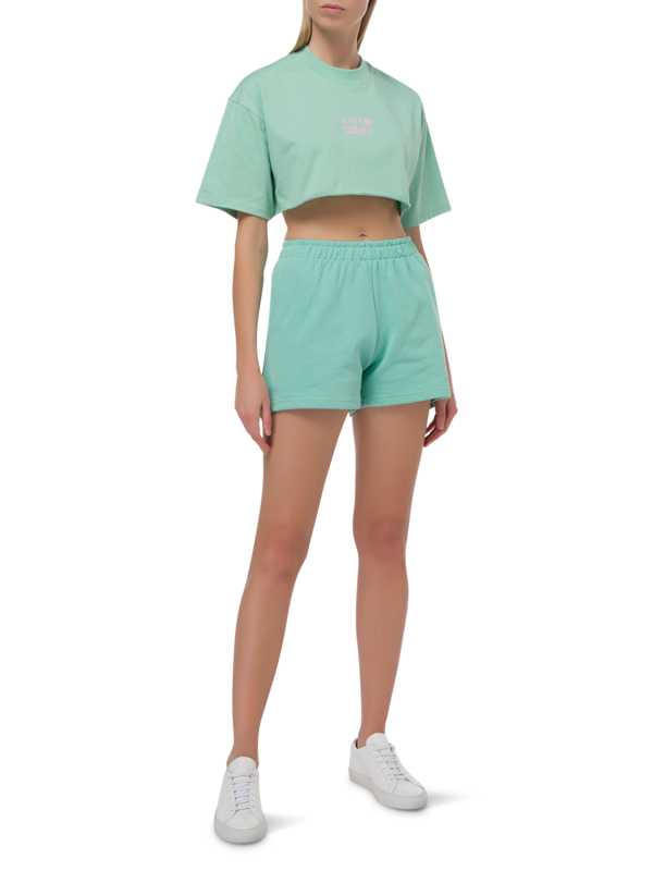 OVERSIZE CROP TEE LOGO PRINTED