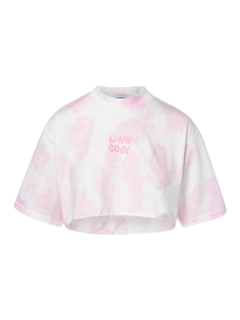 TIE DYE OVERSIZE CROP TEE LOGO PRINTED
