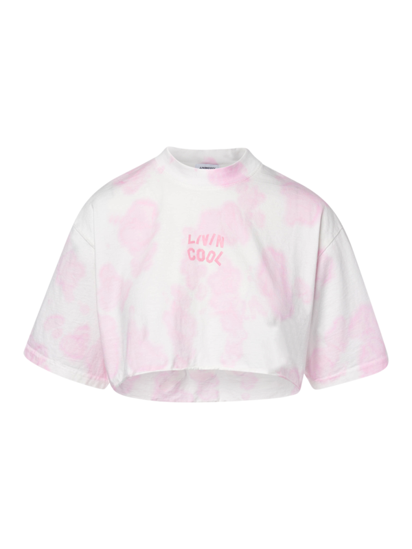 TIE DYE OVERSIZE CROP TEE LOGO PRINTED