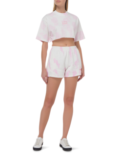 TIE DYE OVERSIZE CROP TEE LOGO PRINTED