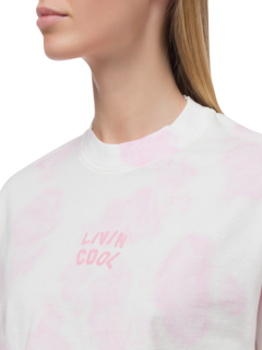 TIE DYE OVERSIZE CROP TEE LOGO PRINTED