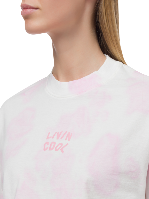 TIE DYE OVERSIZE CROP TEE LOGO PRINTED