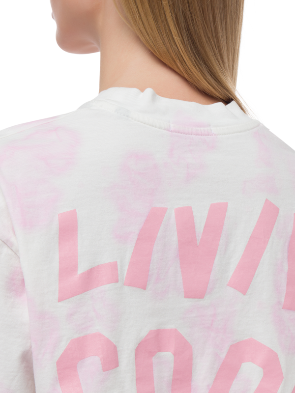 TIE DYE OVERSIZE CROP TEE LOGO PRINTED