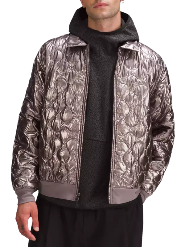 جاكيت بومبر لاب مبطن بلون معدني