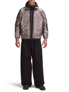 جاكيت بومبر لاب مبطن بلون معدني