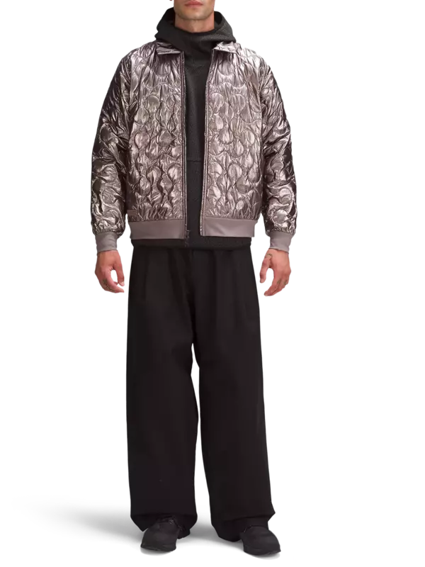 جاكيت بومبر لاب مبطن بلون معدني