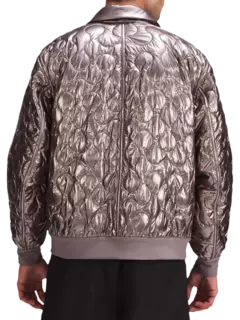 جاكيت بومبر لاب مبطن بلون معدني