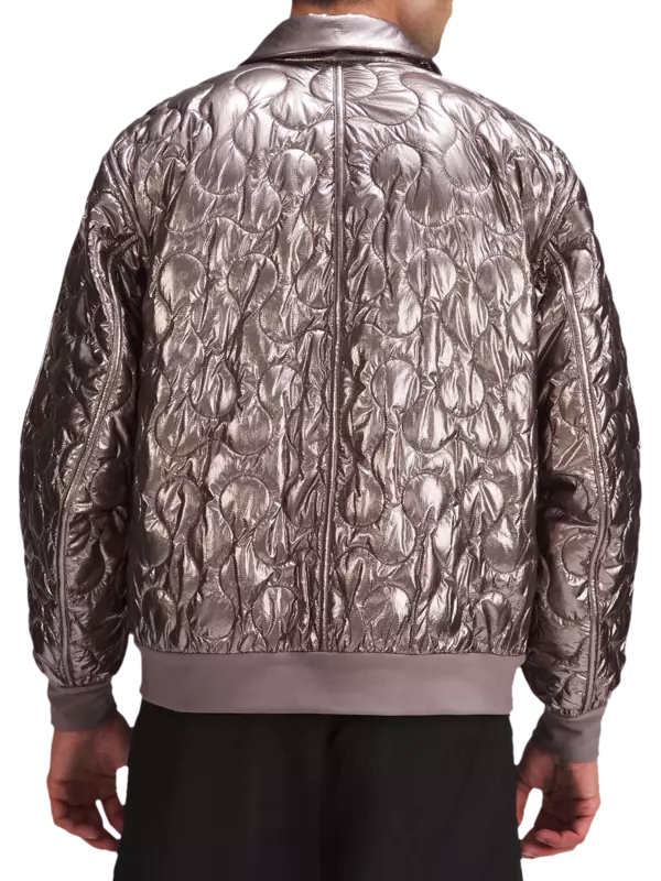 جاكيت بومبر لاب مبطن بلون معدني