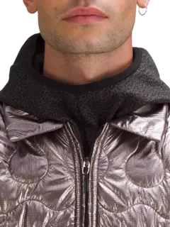 جاكيت بومبر لاب مبطن بلون معدني