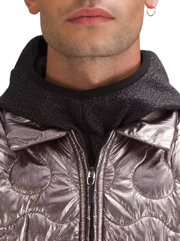 جاكيت بومبر لاب مبطن بلون معدني