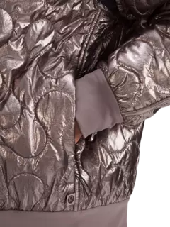 جاكيت بومبر لاب مبطن بلون معدني