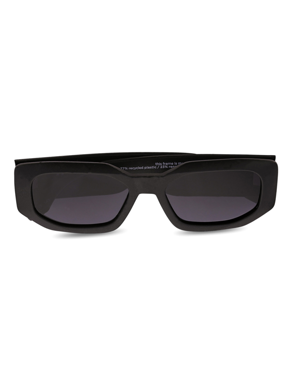 Black Grass Hexagonal Sunglasses with Grey Tinted Lenses