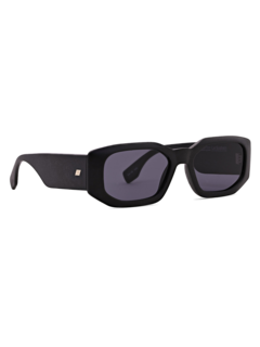 Black Grass Hexagonal Sunglasses with Grey Tinted Lenses