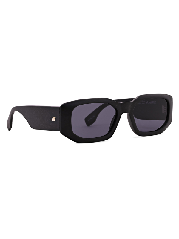 Black Grass Hexagonal Sunglasses with Grey Tinted Lenses