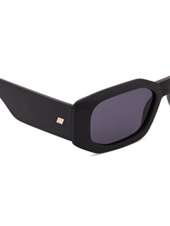 Black Grass Hexagonal Sunglasses with Grey Tinted Lenses